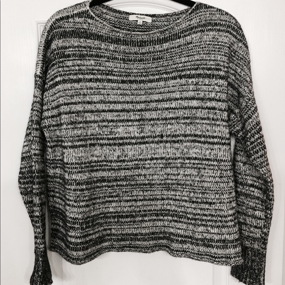 Madewell grey & white wool knit sweater